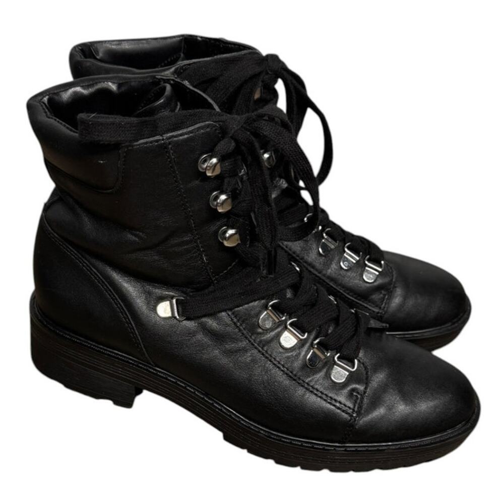 Bleeker & Bond Hazel Women’s Size 7.5M Black Leather Lace-Up Combat Boots